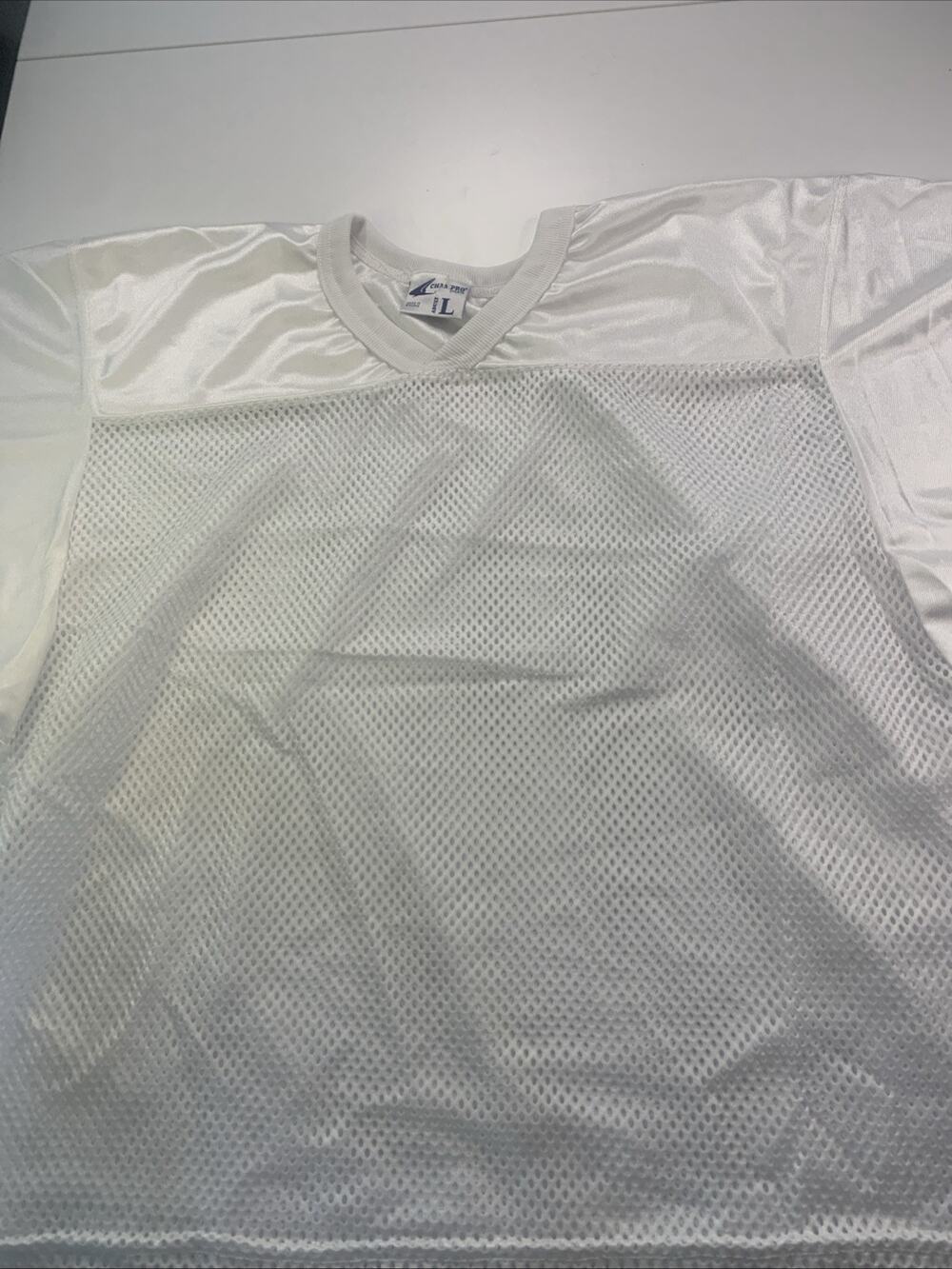 Vintage Y2K Champro Jersey Large Football White Practice Blank Mesh Cropped